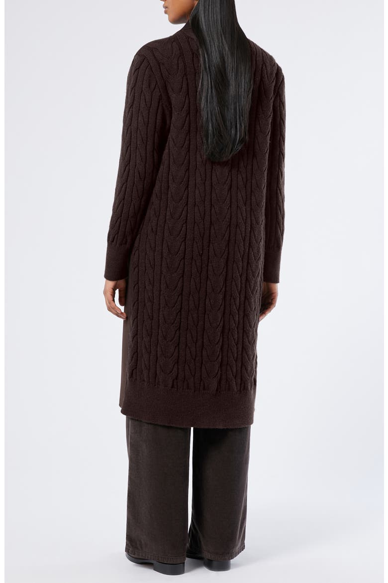 Zarina Mixed Media Virgin Wool Blend Coat, Alternate, color, CHOCOLATE