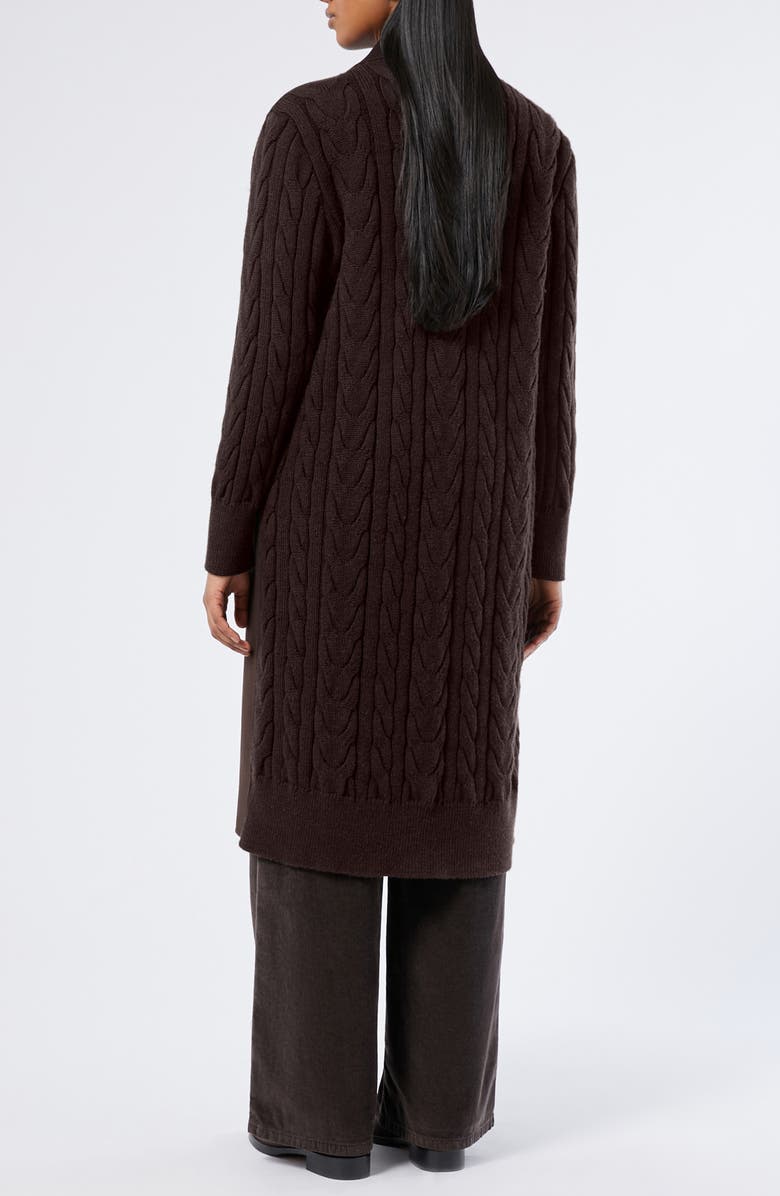 Marina Rinaldi Zarina Mixed Media Virgin Wool Blend Coat, Alternate, color, Chocolate