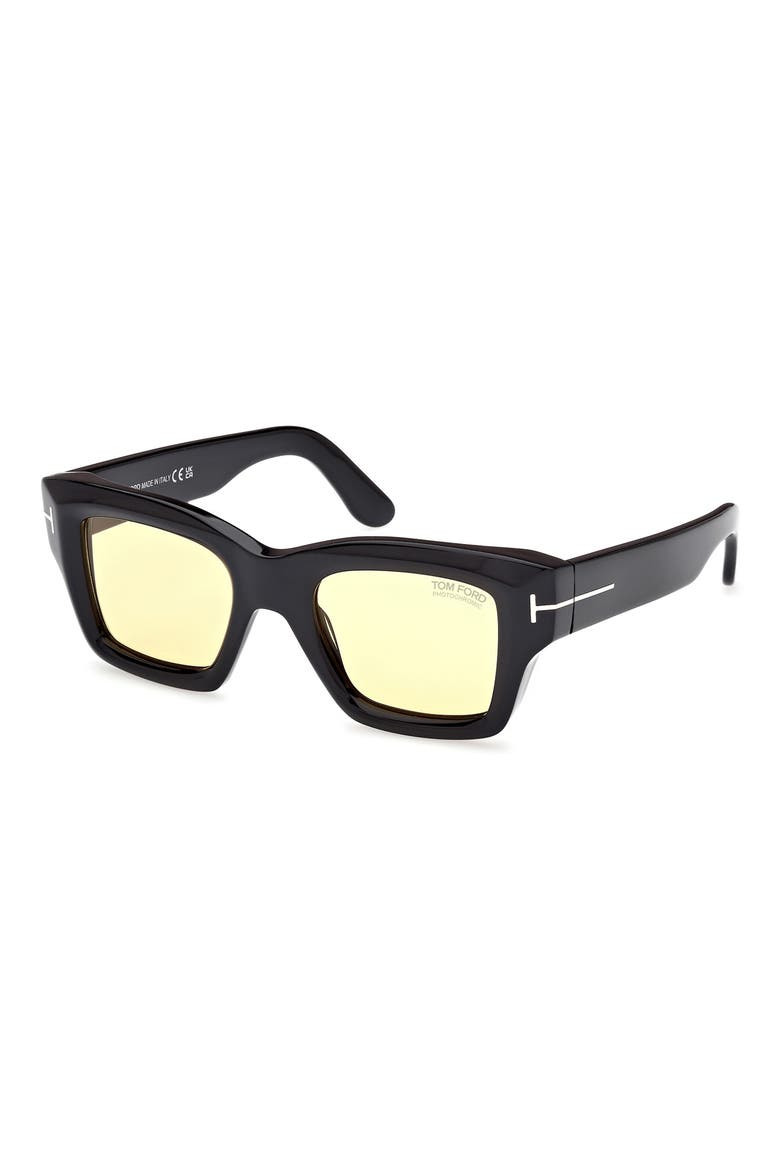 Ilias 50mm Square Sunglasses, Alternate, color, SHINY BLACK / AMBER