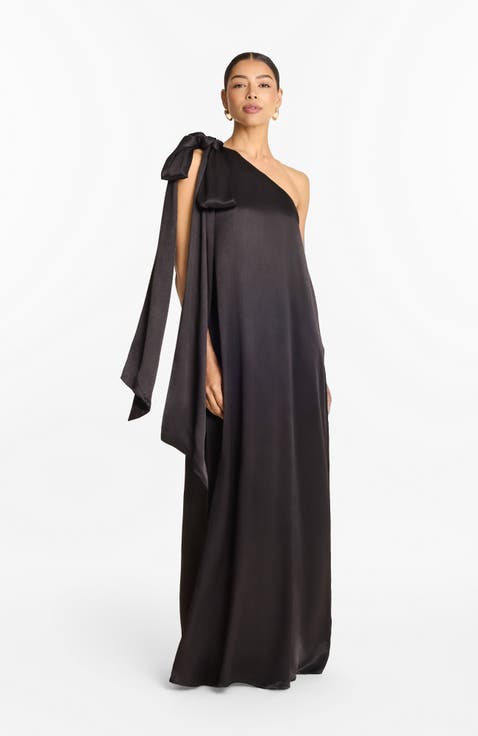 One-Shoulder Raya FSC® Certified Viscose Gown in Nala Noir