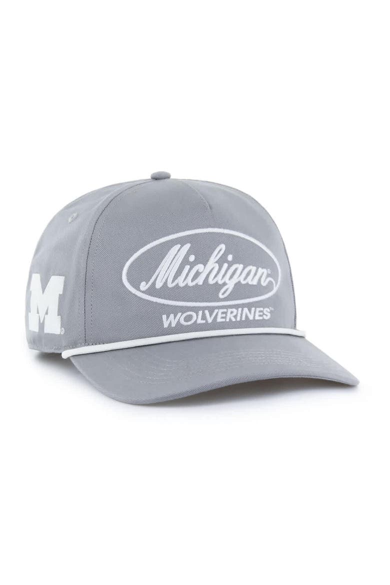 Men's '47 Gray Michigan Wolverines Contemporary Basics Foundational Rope Hitch Adjustable Hat, Main, color, Gray