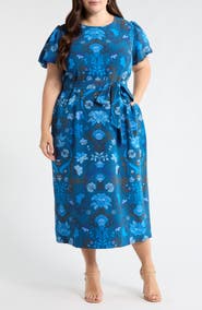 SUGARLIPS Palmate Floral Senidy Puff Sleeve Maxi Dress