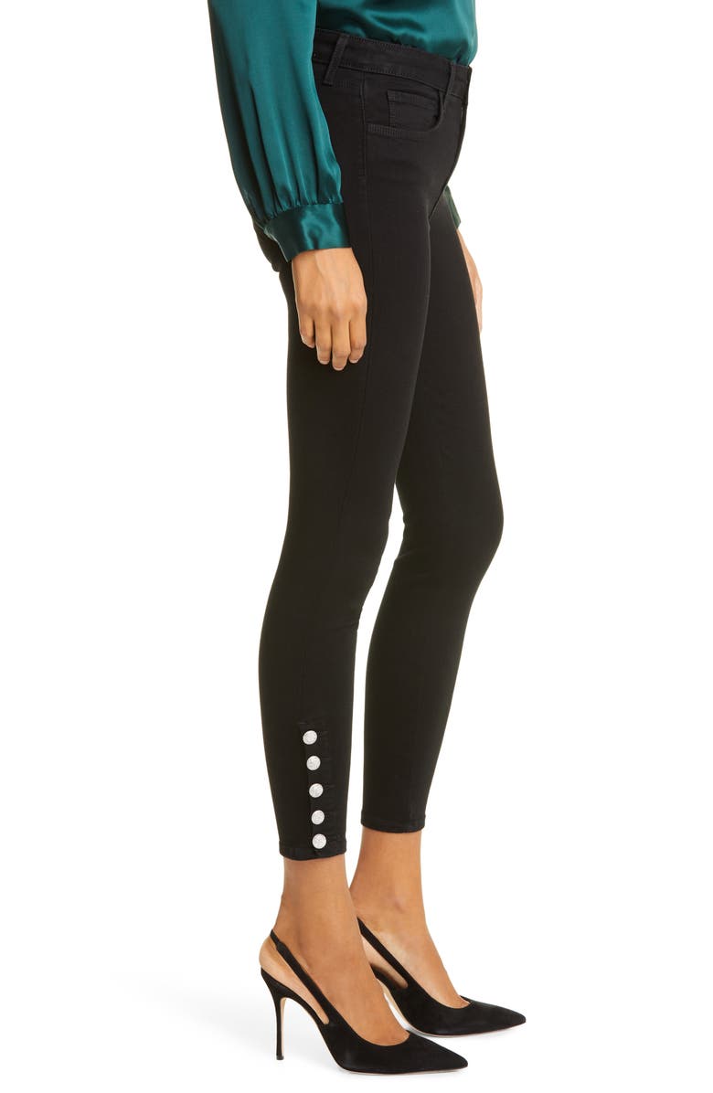 L'AGENCE Lindsey Crystal Button High Waist Ankle Skinny Jeans, Alternate, color, 
