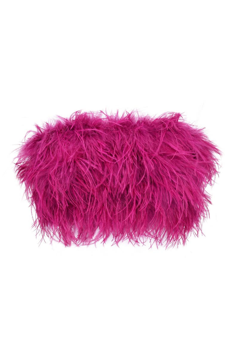HOUSE OF CB Fenella Feather Strapless Crop Top, Alternate, color, Hot Pink