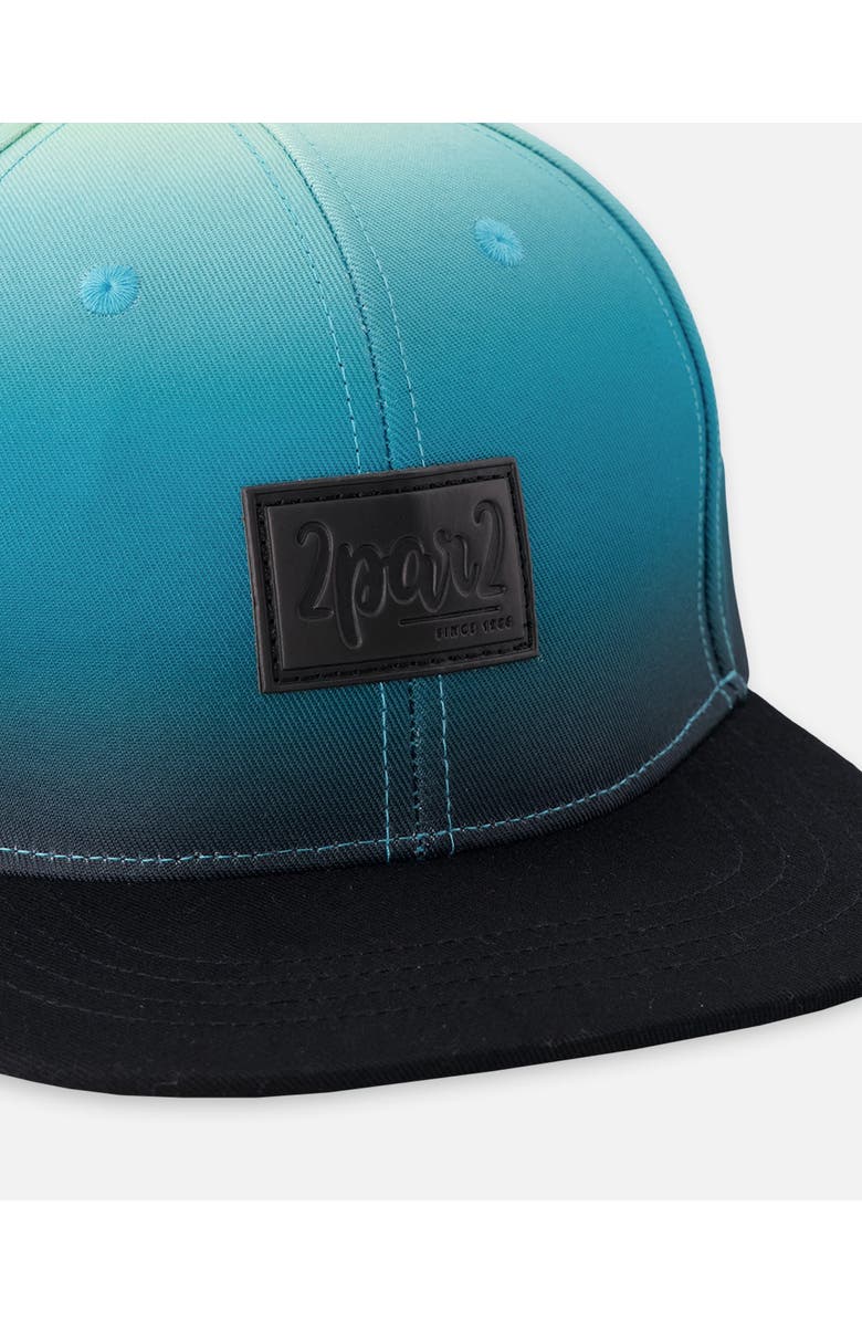 Deux par Deux Boy Flat Brim Gradient Cap, Alternate, color, Lime To Black Gradient