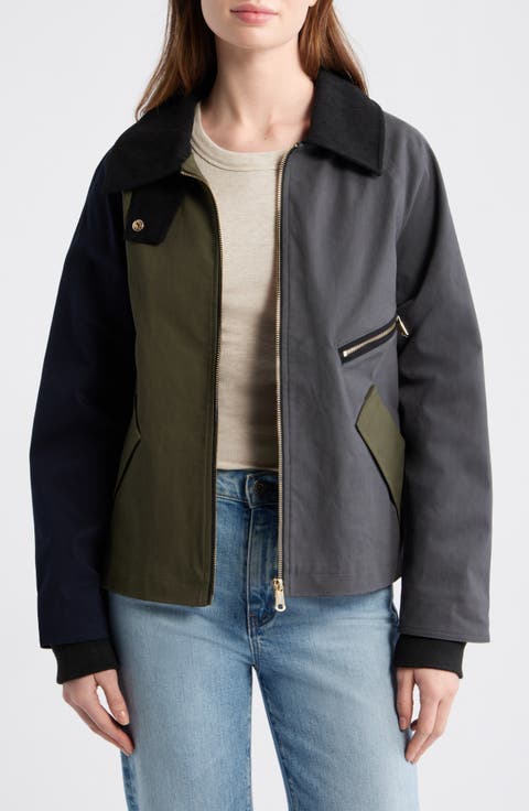 Short Colorblock Stretch Rain Jacket