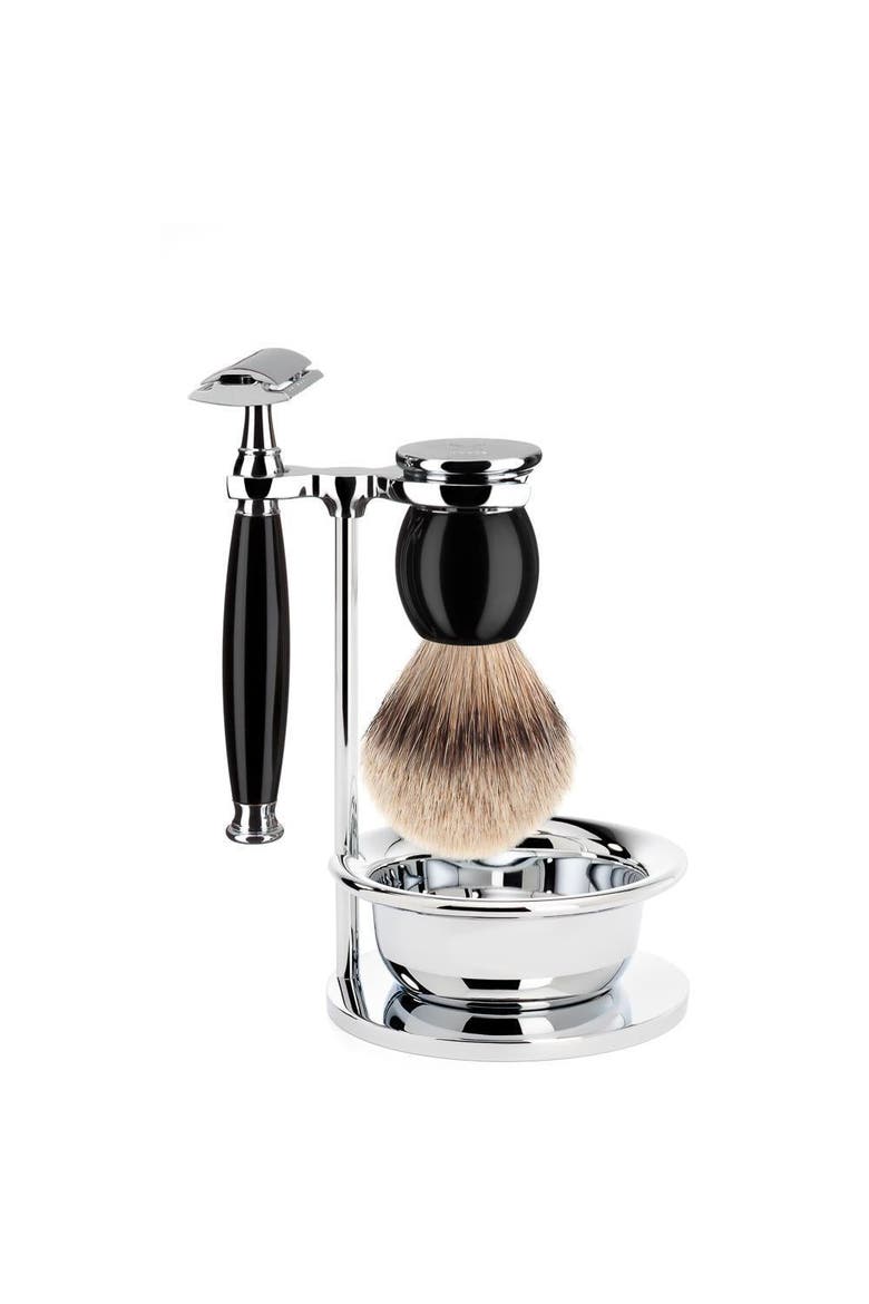 Sophist Black 4-Piece Silvertip Badger & Safety Razor Shaving Set, Main, color, Black