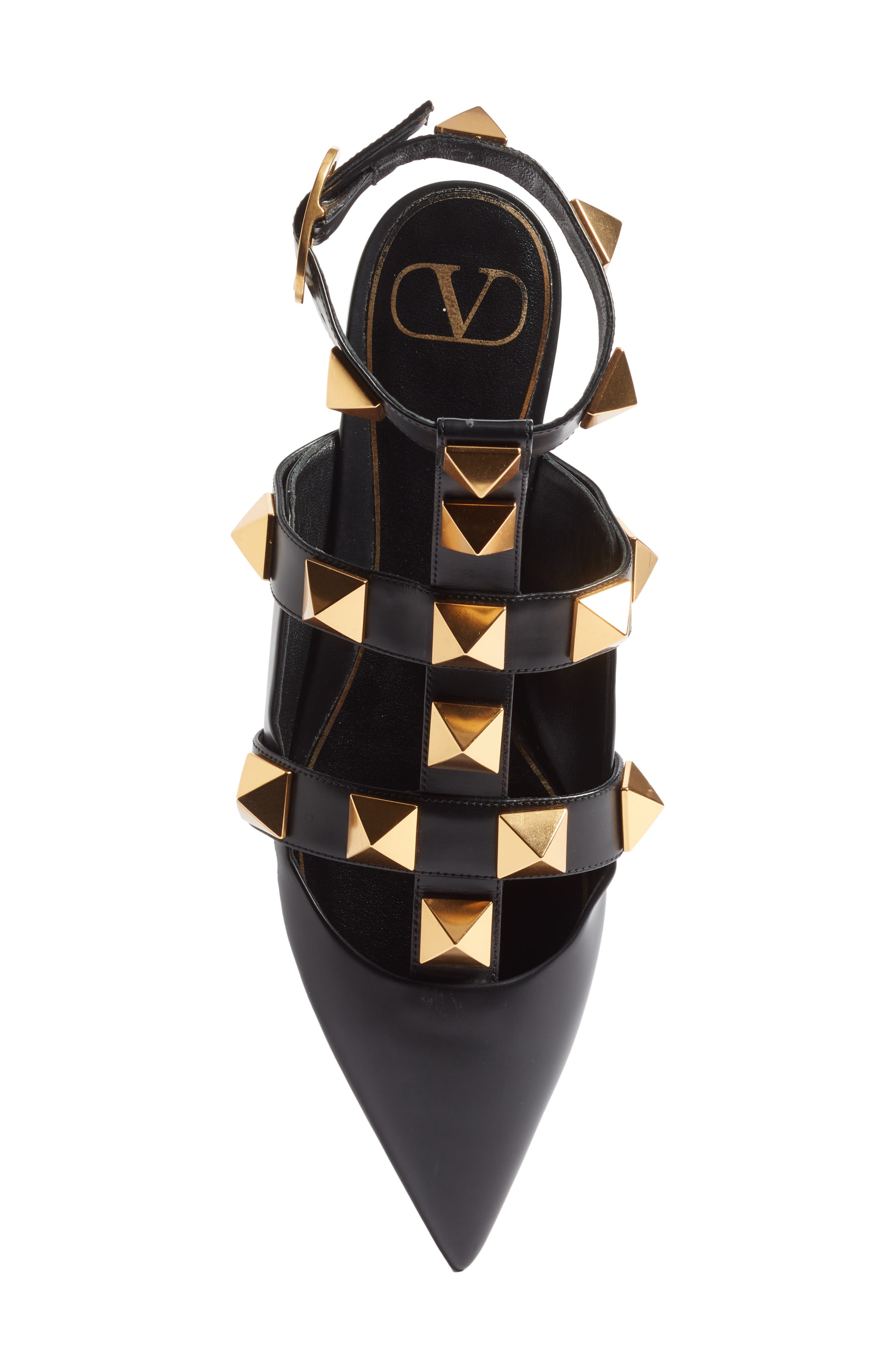 Valentino Garavani Valentino Roman Stud Ankle Strap Flat, Alternate, color, 