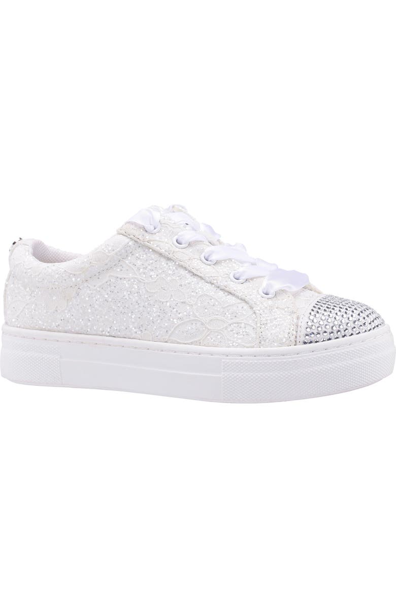Nina Kids' Glitter Cap Toe Sneaker, Main, color, White