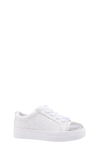 Nina Kids' Glitter Cap Toe Sneaker In White