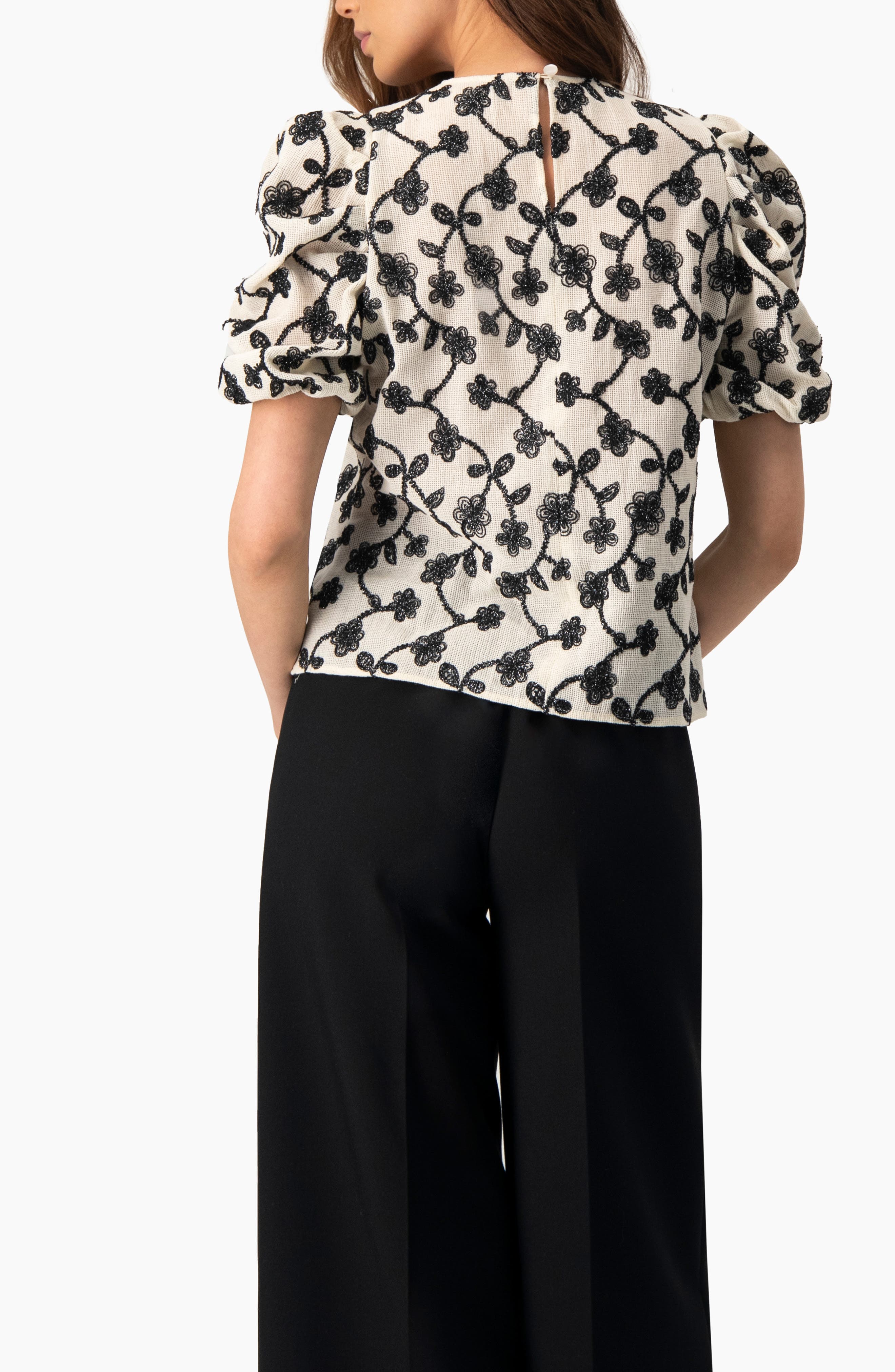 Embroidered Puff-Sleeve Blouse - image 2