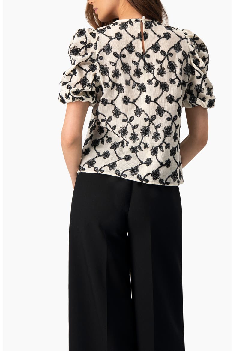 Embroidered Puff-Sleeve Blouse, Alternate, color, Natural