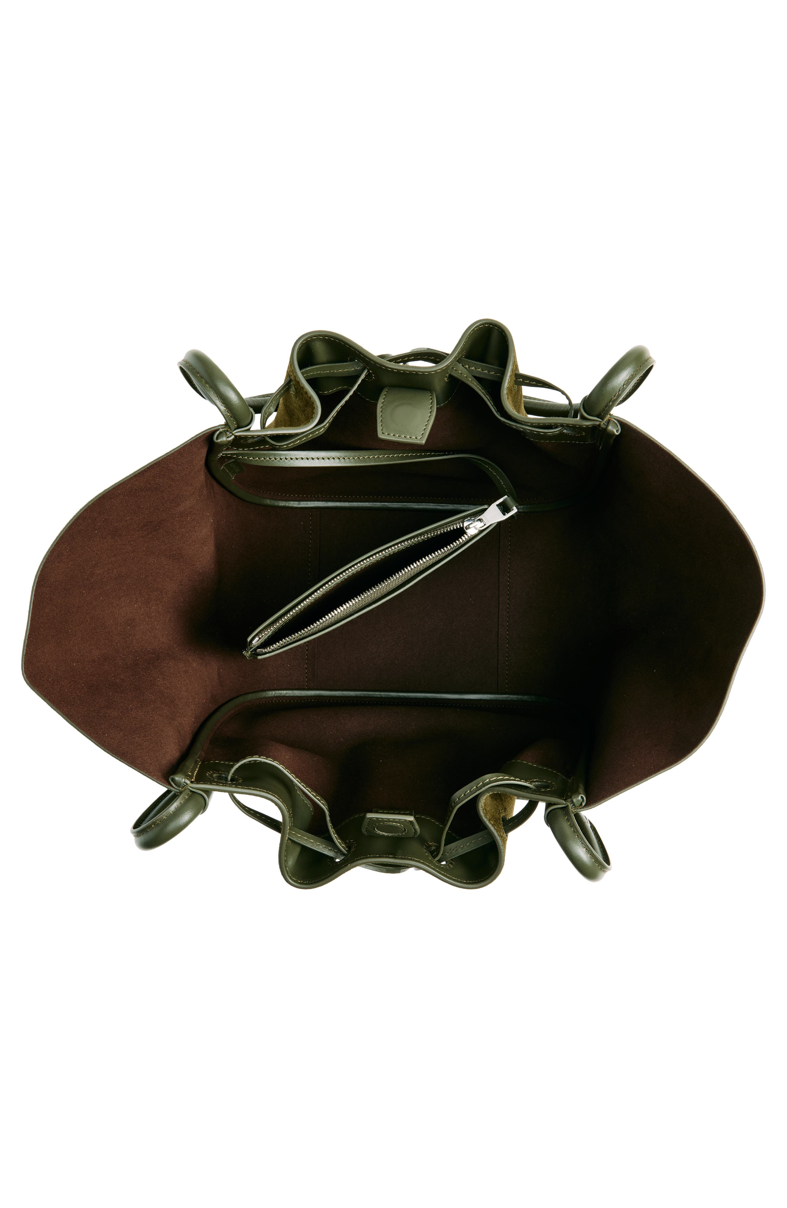 Proenza Schouler Large Ruched Suede Tote, Alternate, color, Olive