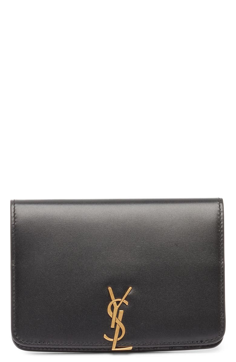 Saint Laurent Voltaire Box Leather Passport Case, Main, color,