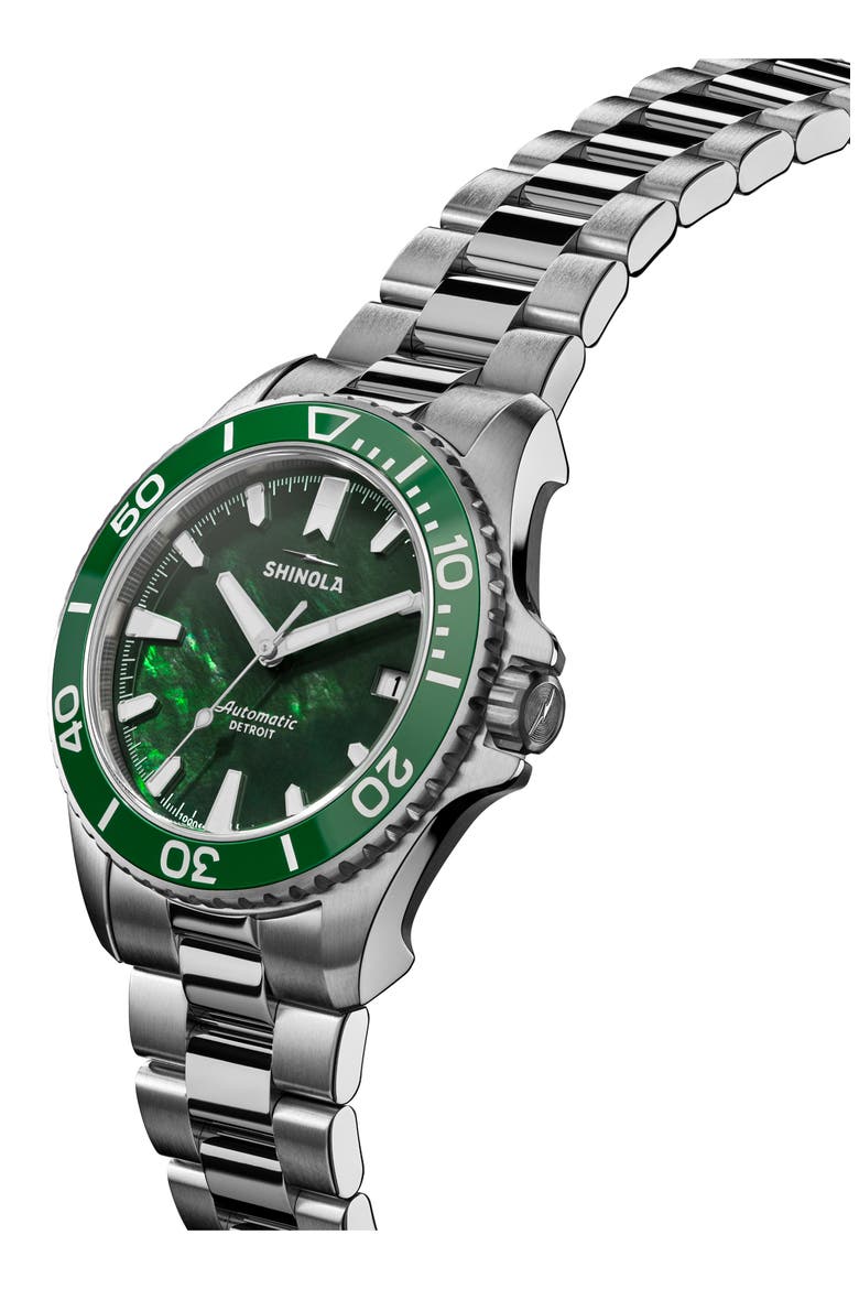 Monster Lake Huron Automatic Dive Bracelet Watch, 39mm, Alternate, color, LAKE GREEN MOTHER OF PEARL