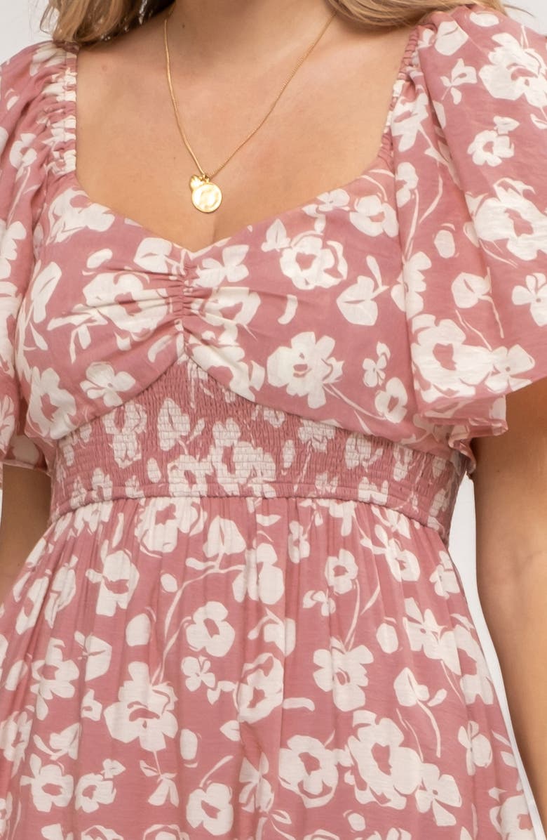 AUGUST SKY Floral Bell Sleeve Midi Dress, Alternate, color, 