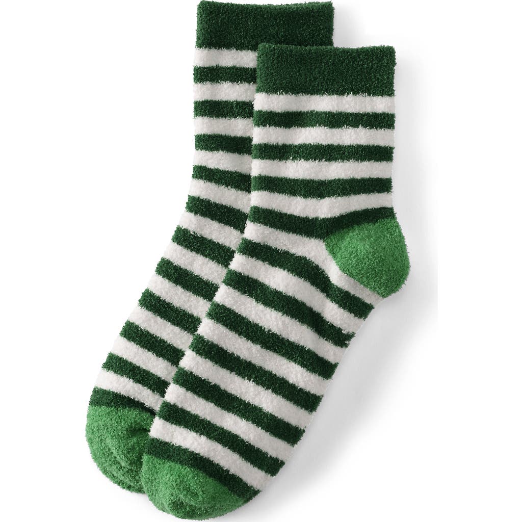 Lands' End Cozy Micro Crew Socks In Green