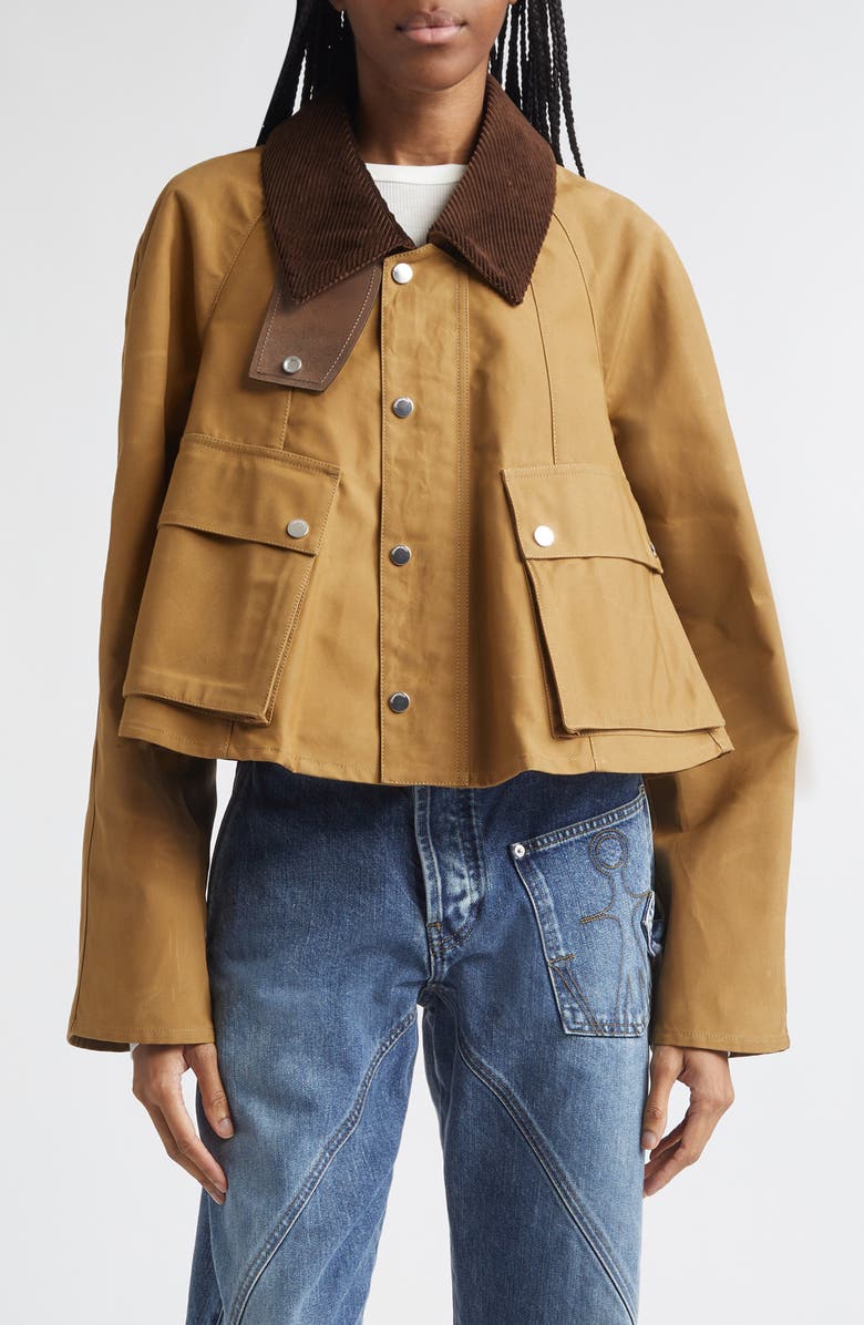 JW Anderson Waxed Cotton Swing Barn Jacket, Main, color, Biscuit