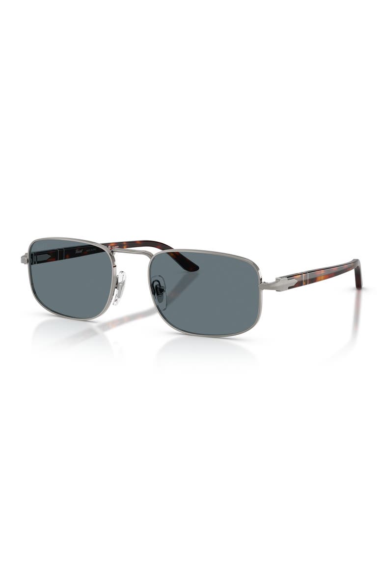 Gender Inclusive PO1027S 56mm Polarized Rectangle Sunglasses, Alternate, color, GUNMETAL / DARK BLUE POLAR