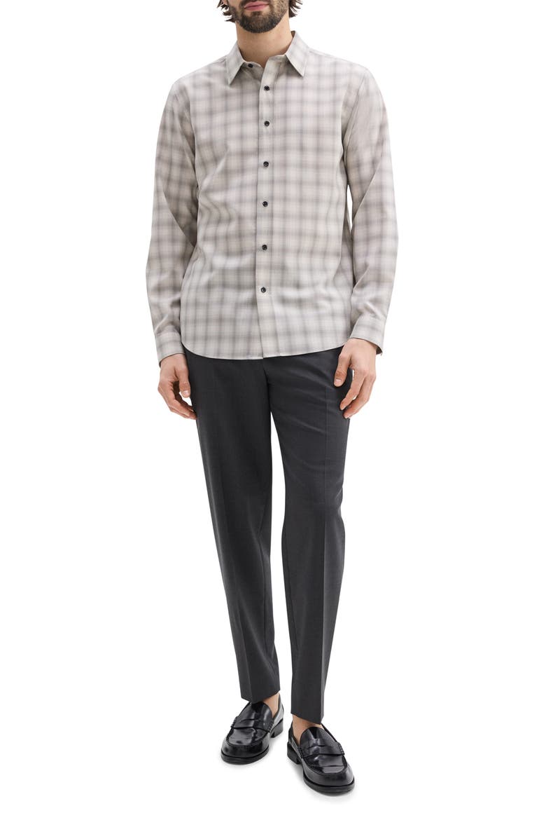 Irving Plaid Virgin Wool Button-Up Shirt, Alternate, color, SAND/ WLNT