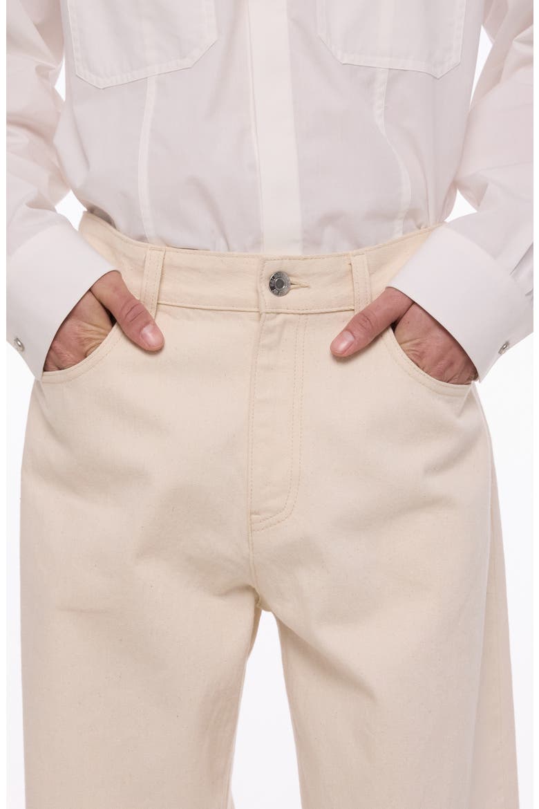 Saddle High Waist Relaxed Leg Organic Cotton Jeans, Alternate, color, ECRU