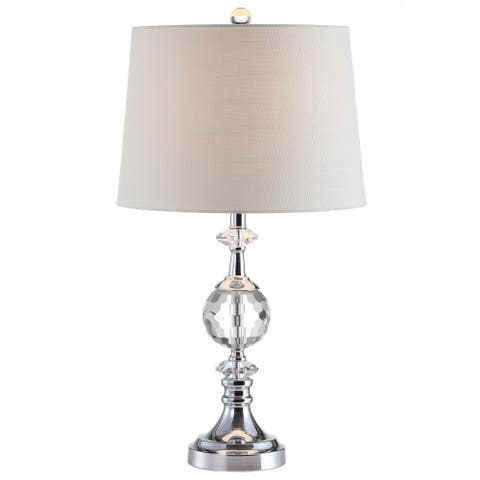 Channing 25.5" LED Crystal/Metal Table Lamp, Clear/Chrome