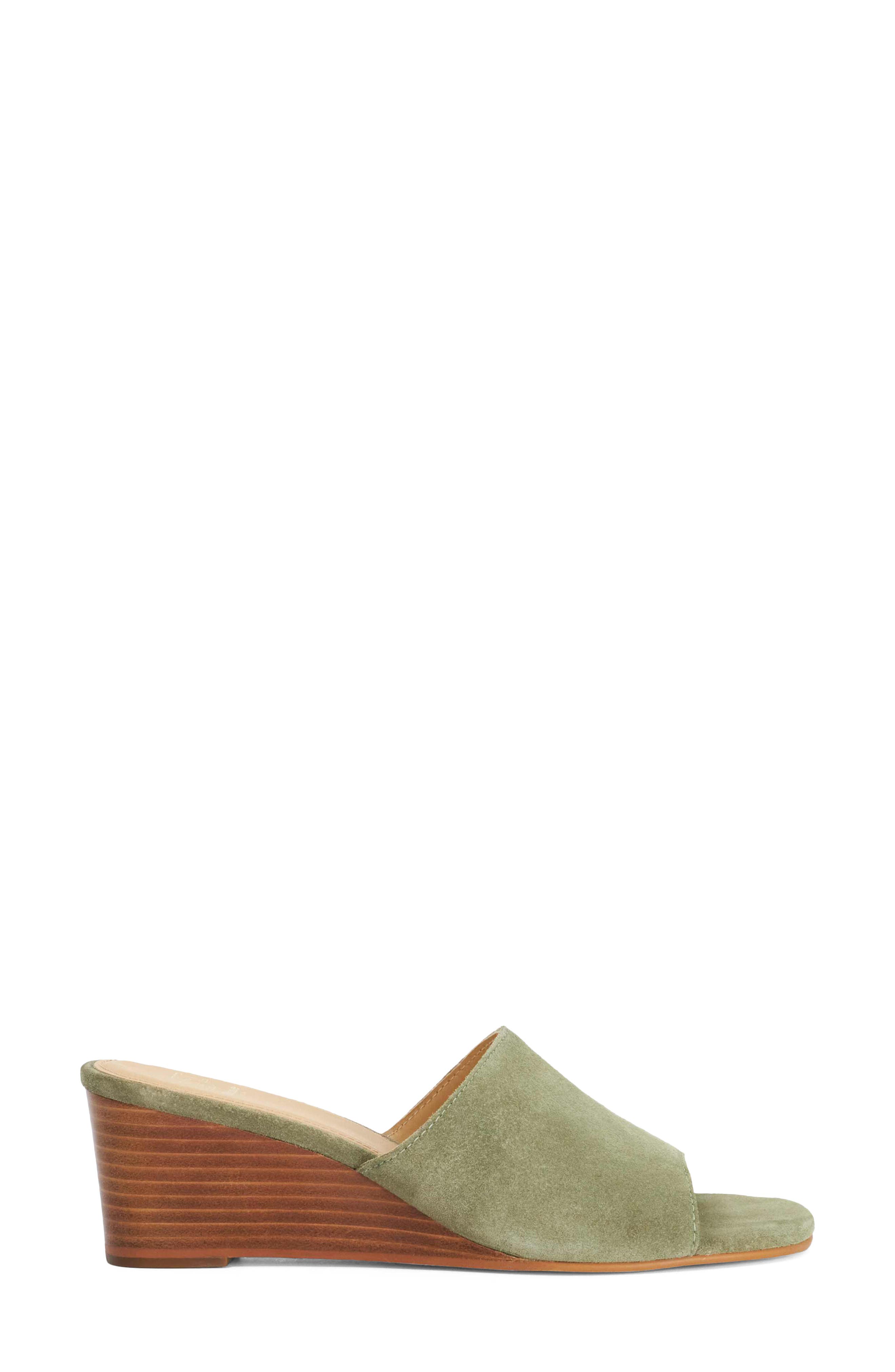 Kaydee Wedge Slide Sandal, Alternate, color, SAGE SUEDE