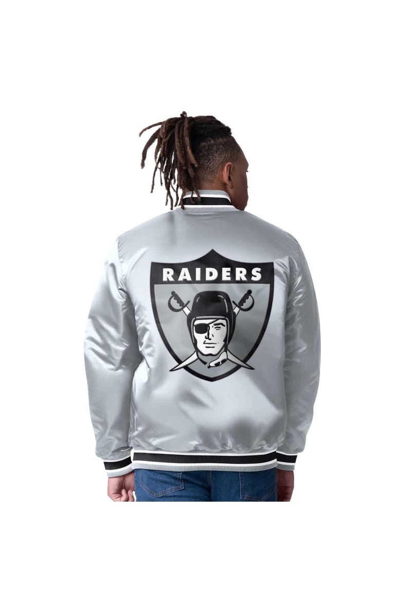 Men's Starter  Black/Silver Las Vegas Raiders Closer Reversible Satin Full-Snap Jacket, Alternate, color, Black