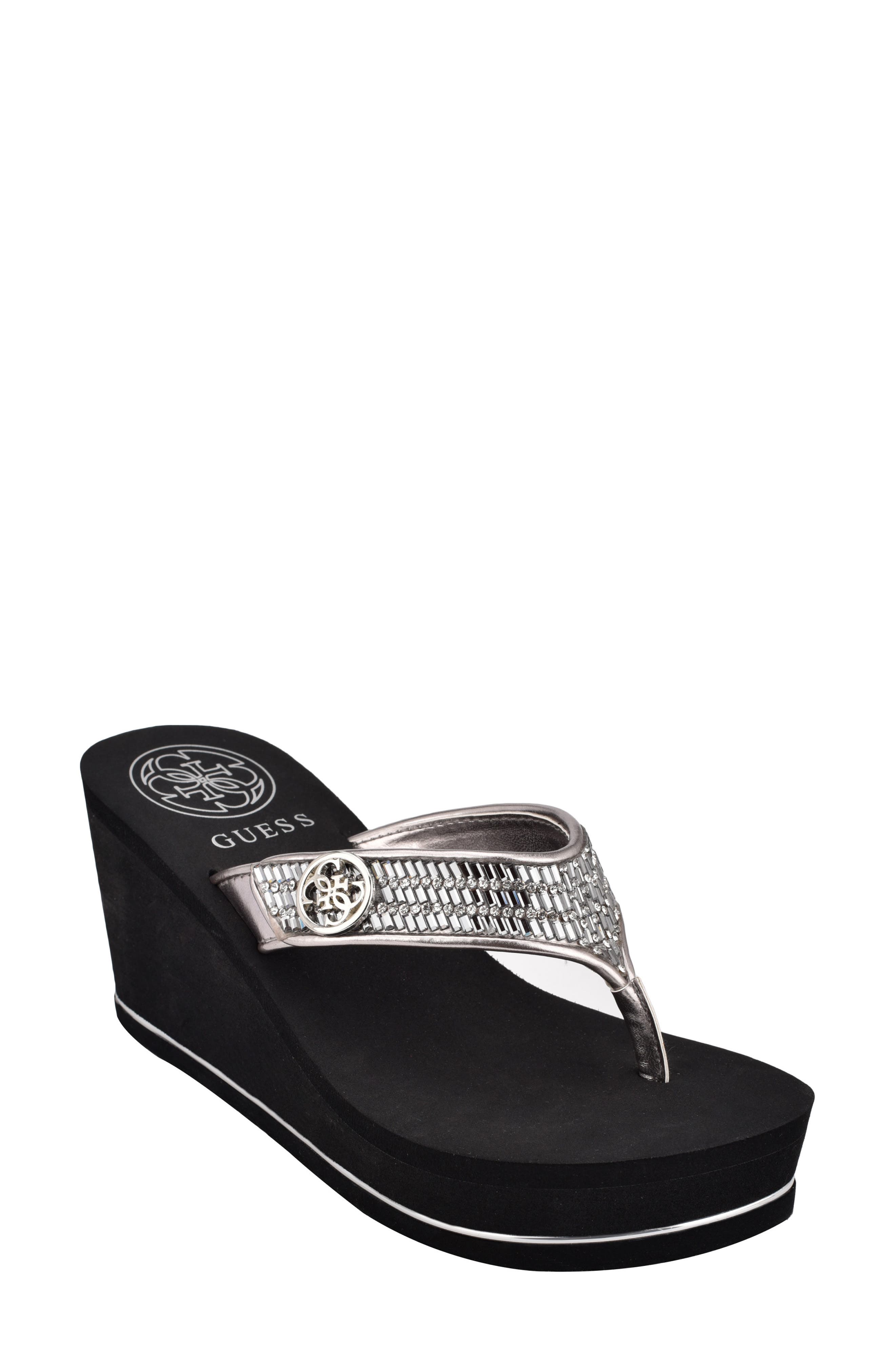 GUESS Sarraly Eva Platform Flip Flop, Main, color, Pewter