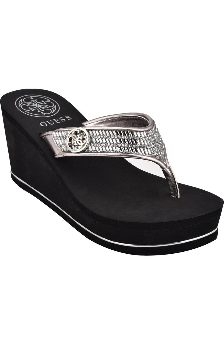 GUESS Sarraly Eva Platform Flip Flop, Main, color, Pewter