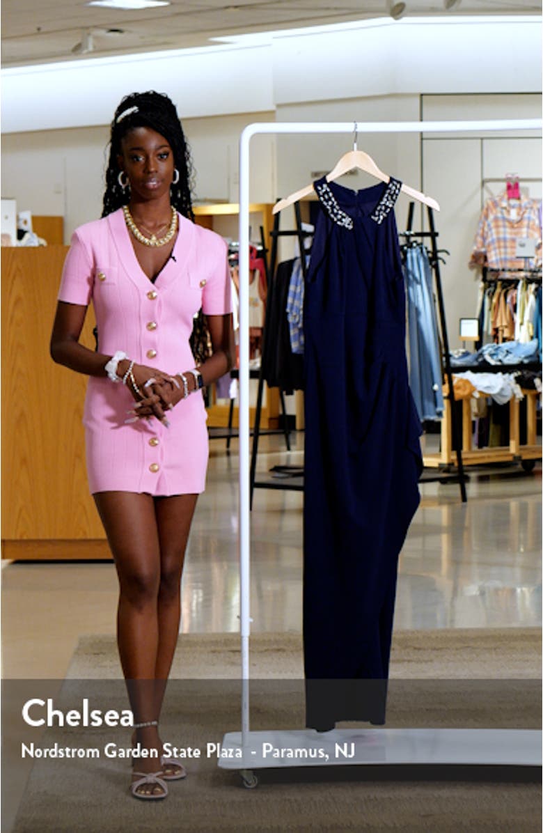 Crystal Embellished Halter Neck Sleeveless Tulip Maxi Dress, sales video thumbnail