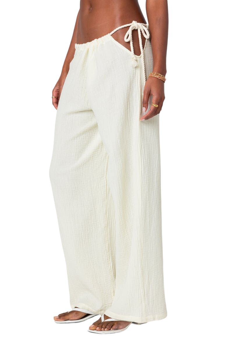 Leoni Cutout Cotton Gauze Pants, Alternate, color, CREAM