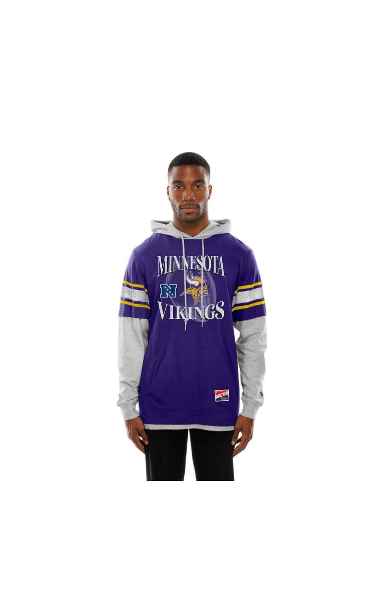 New Era Men's New Era Purple Minnesota Vikings Twofer Layered Long Sleeve Hoodie T-Shirt, Alternate, color, 