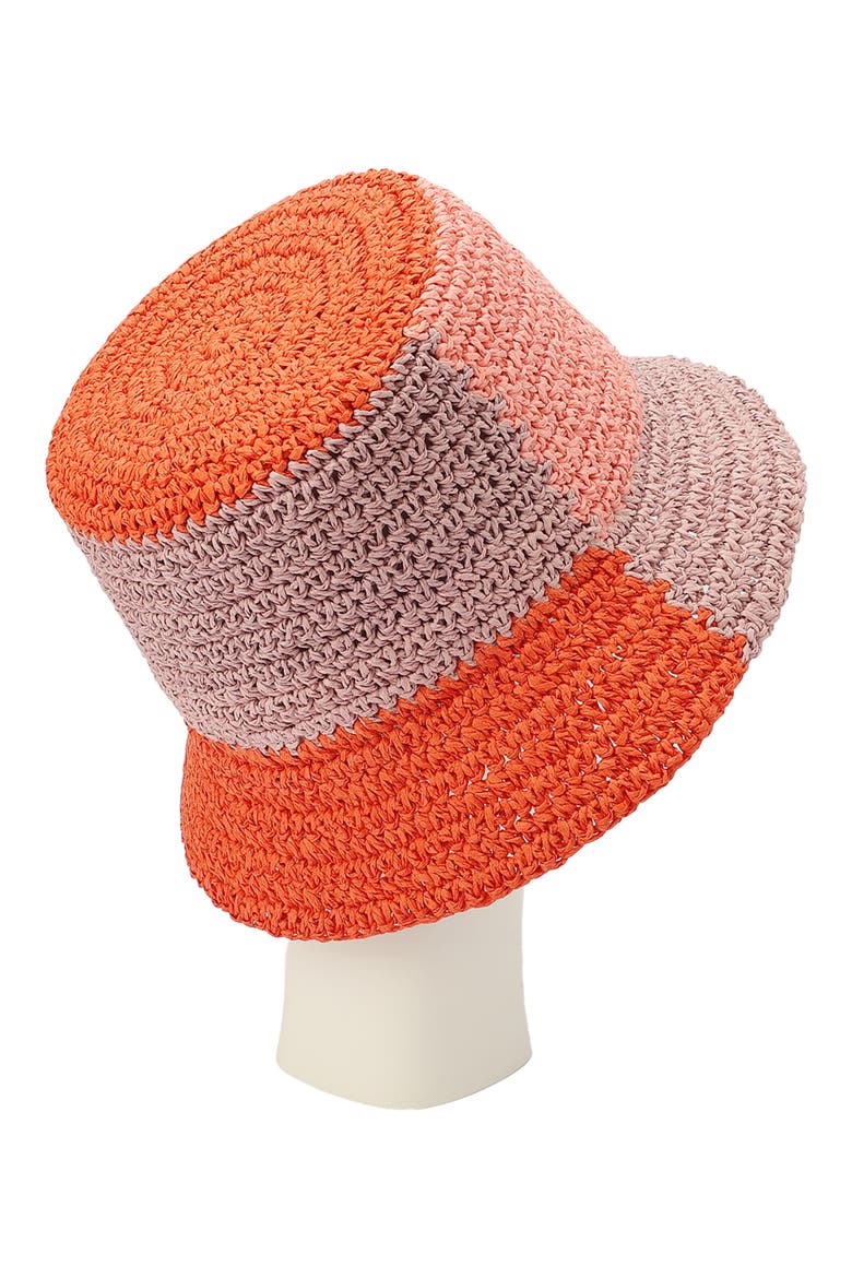 Colorblock Raffia Bucket Hat, Alternate, color, CORAL GLOW
