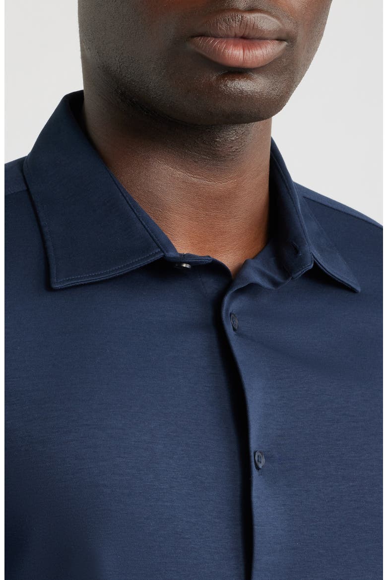 Tiller Lux Cotton Knit Button-Up Shirt, Alternate, color, NAVY SAPPHIRE