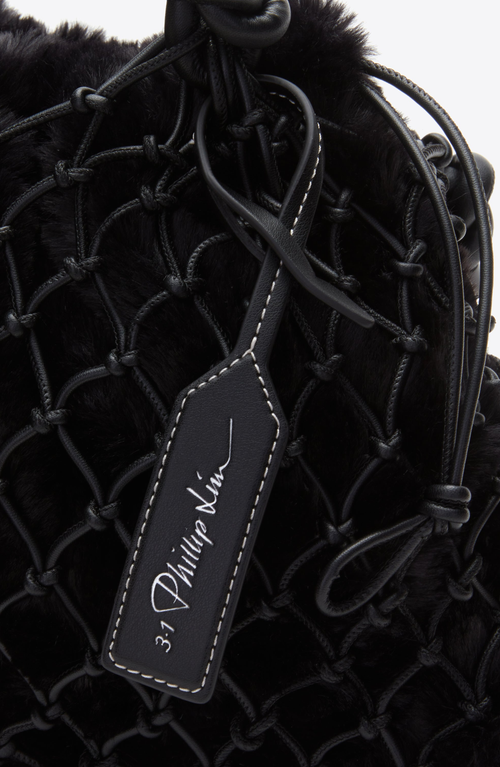 3.1 Phillip Lim Faux Fur Macrame Mini Sac In Black