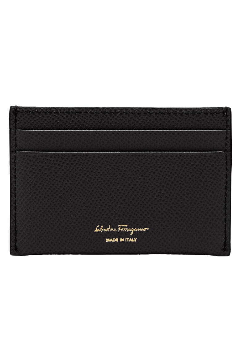 Gancini Leather Card Case, Alternate, color, NERO NERO