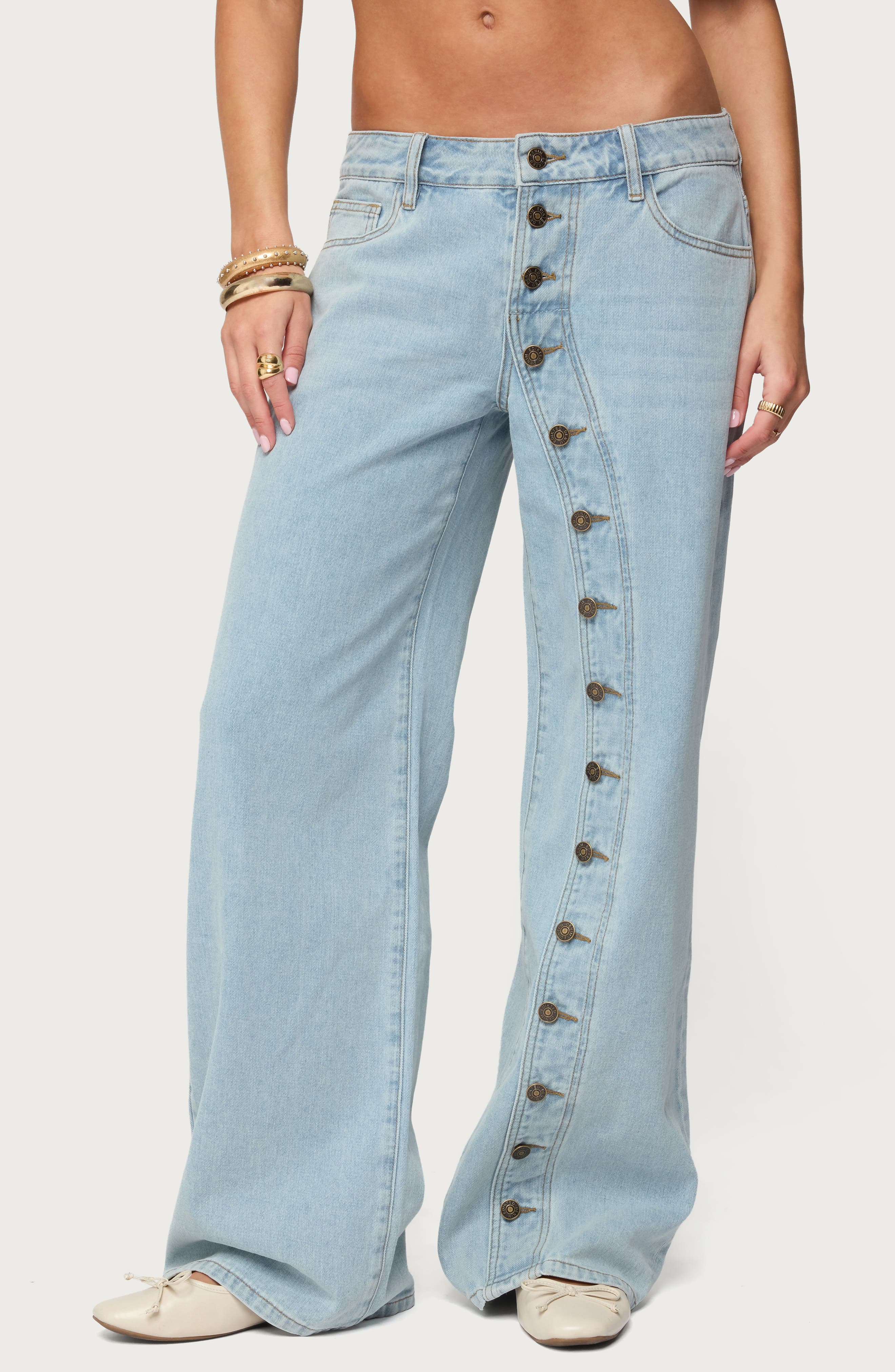 Adison Button Fly Low Rise Baggy Jeans