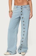 EDIKTED Adison Button Fly Low Rise Baggy Jeans