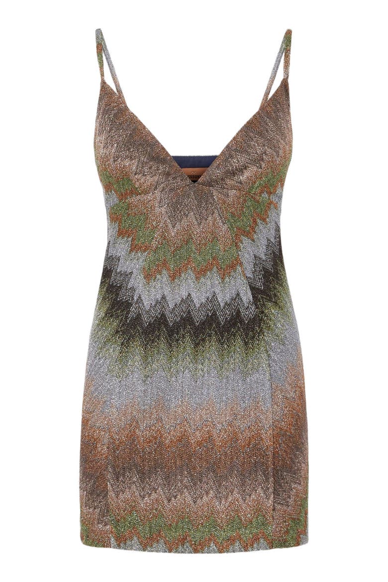 Sleeveless Mini Dress In Viscose Lamé With Deep Neckline, Alternate, color, Multicoloured