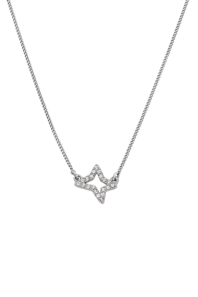Pavé Crystal Star Charm Pendant Necklace, Main, color, RHODIUM