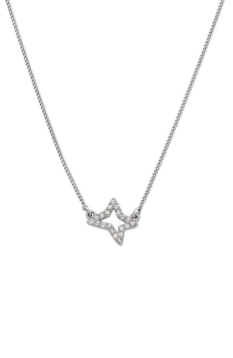 Pavé Crystal Star Charm Pendant Necklace
