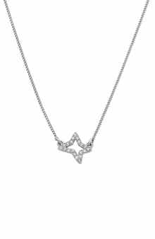 AllSaints Pavé Crystal Star Charm Pendant Necklace