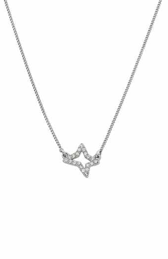 AllSaints Pavé Crystal Star Charm Pendant Necklace