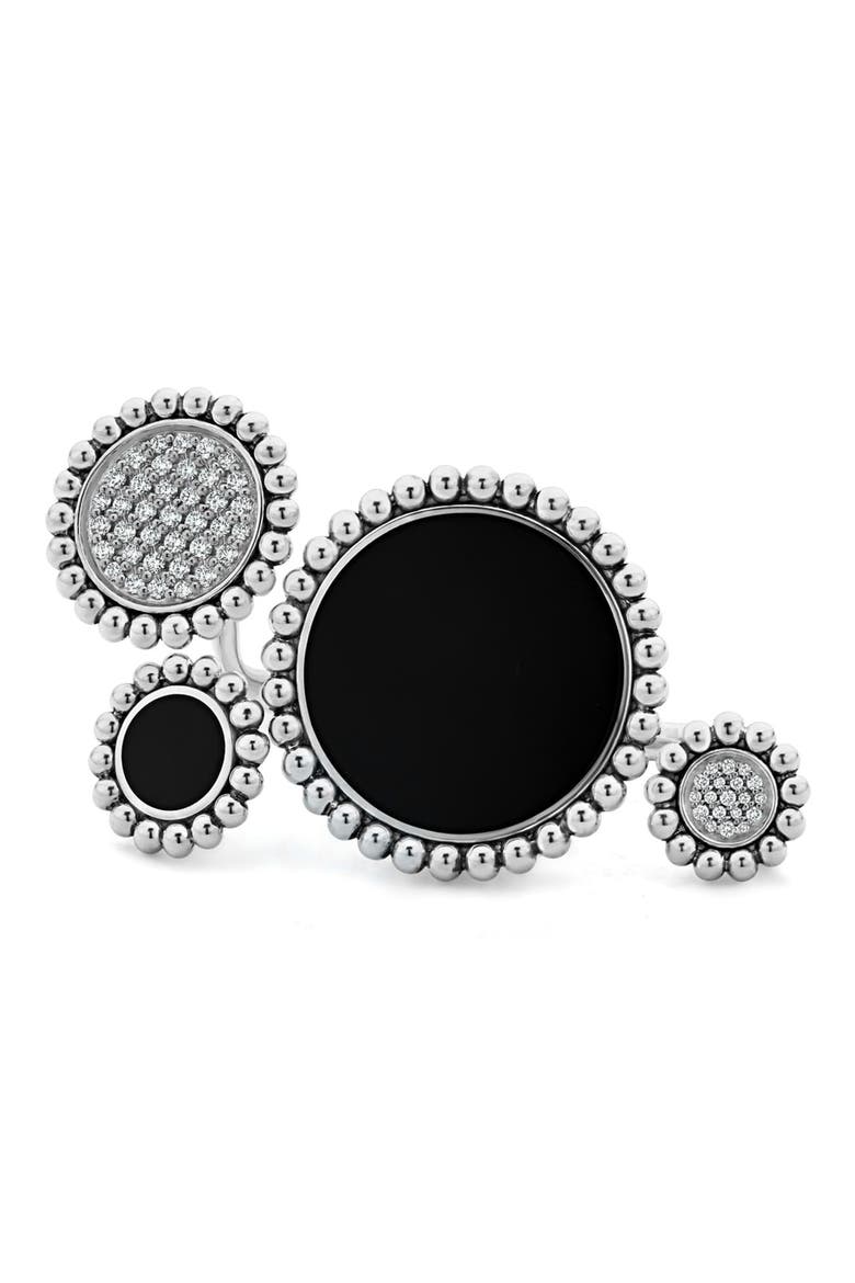 Maya Diamond Circle Statement Ring, Alternate, color, SILVER/ ONYX
