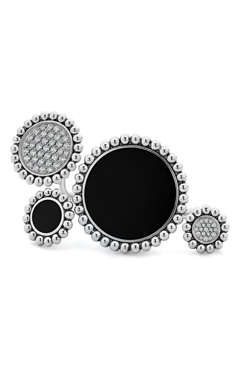 LAGOS Maya Diamond Circle Statement Ring, Alternate, color, Silver/ Onyx
