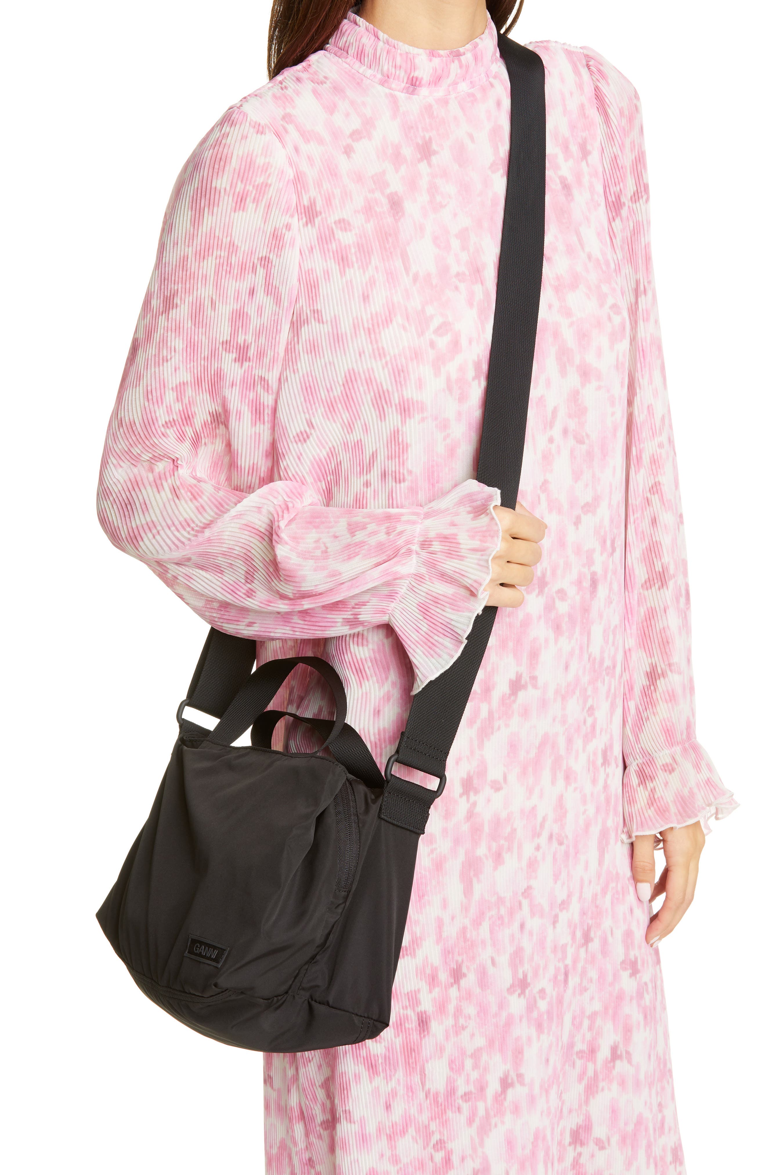 Ganni Tech Fabric Crossbody Bag, Alternate, color, 