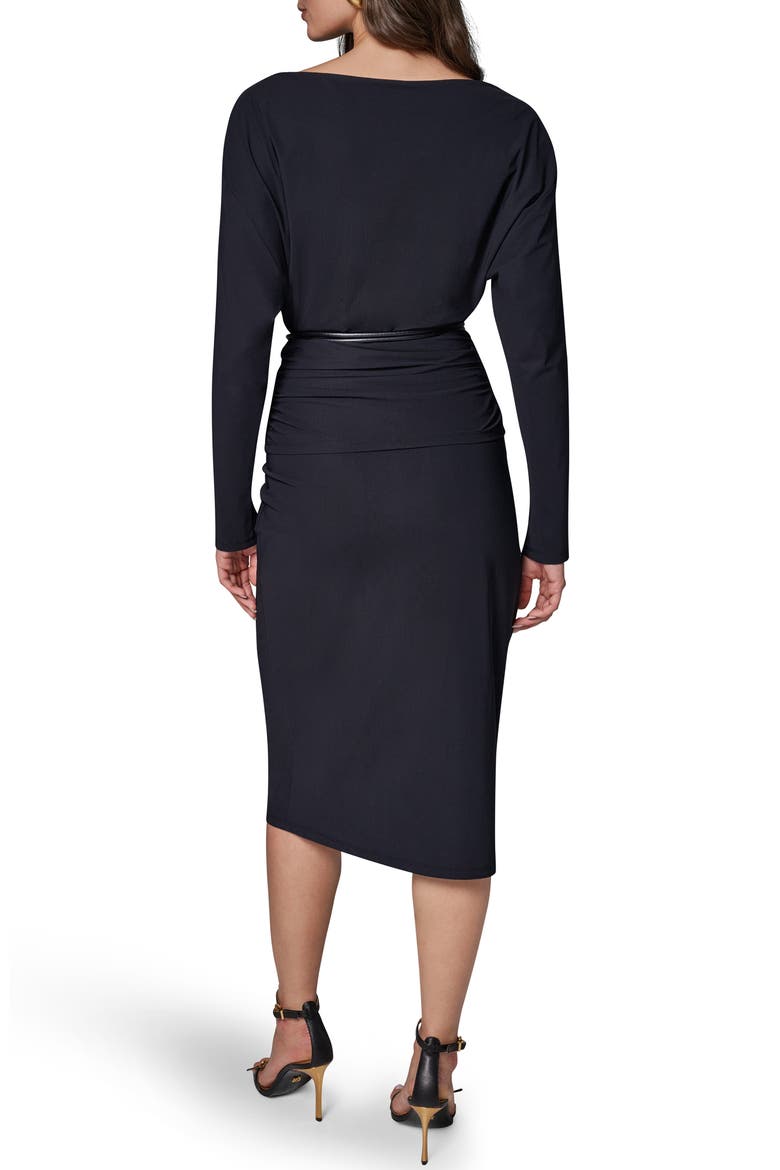 Front Slit Long Sleeve Dress, Alternate, color, BLACK
