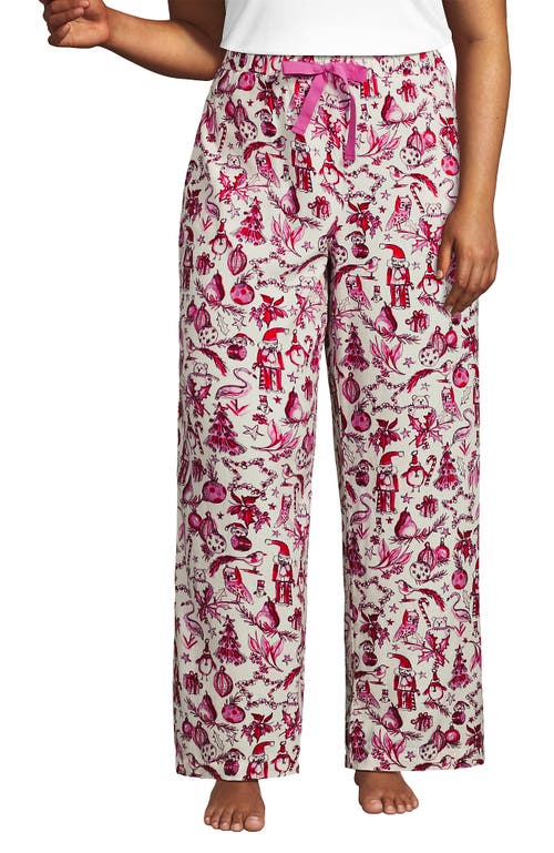 Lands' End Plus Size Flannel Patchwork Wide Leg Sleep Pants In Multi