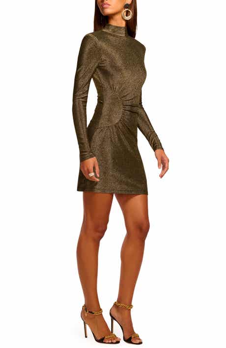 Amarylis Metallic Cutout Long Sleeve Minidress